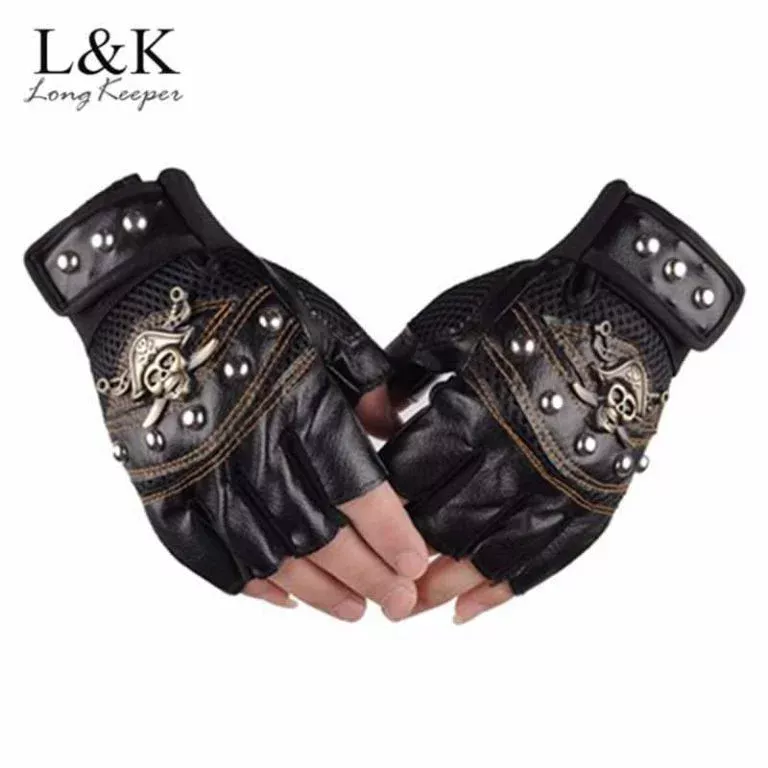 Tactical Adjustable Skulls Rivet Glove
