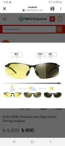 A141 STARL Photochromic Night Vision Driving Sunglass photo review