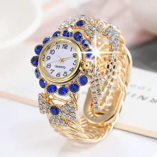 K3017 Rhinestone Décor Round Pointer Watch