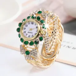 K3018 Rhinestone Décor Round Pointer Watch