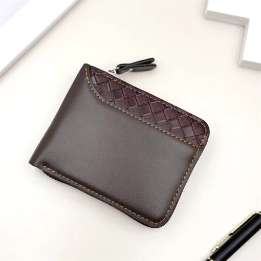 A1006 Men's PU Leather Trendy Zipper Short Wallet For Men - Image 3