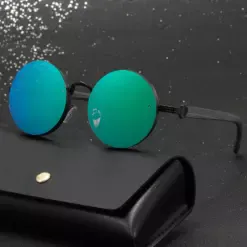 A780 STARL Retro Round Frame Glasses With Wood Grain Legs