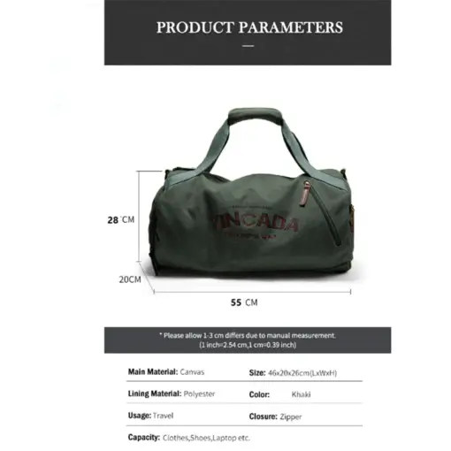 B1050 Large Capacity Canvas Travel Bag - Image 6