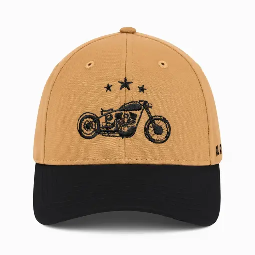 CP1190 Brown & Black Cap with Vintage Moto Vibe - Image 3