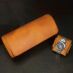 P1045 Genuine Leather 3 Slots Storage Case for Wrist Watch