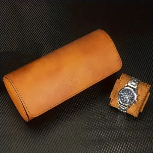 P1045 Genuine Leather 3 Slots Storage Case for Wrist Watch