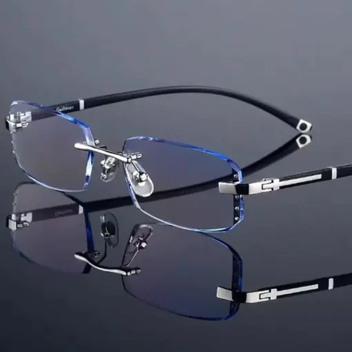 A795 New Cut-Edge Frameless HD Anti-Blue Light Glasses for Men - Image 4