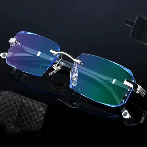 A795 New Cut-Edge Frameless HD Anti-Blue Light Glasses for Men - Image 2