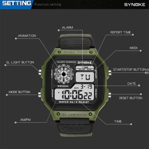 K1073 SYNOKE Waterproof Digital Sports Watch for Men - Image 4