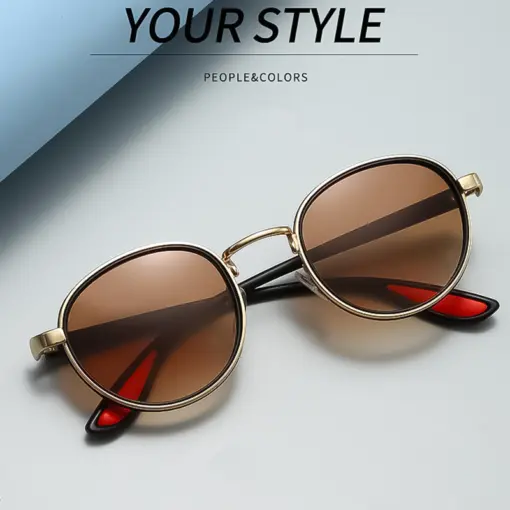 A834 STARL Retro Casual Gold-Rimmed Round Sunglasses
