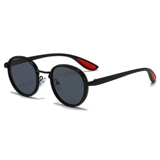 A835 STARL Retro Casual Round Black Sunglasses