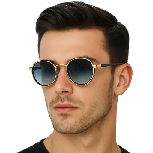 A836 STARL Retro Casual Gold-Rimmed Round Sunglasses - Image 2