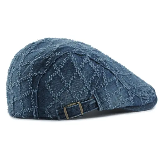CP1235 Premium Denim Flat Cap - Stylish and Versatile - Image 2