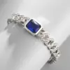 C212 Stylish Silver Chain Bracelet with Blue Crystal For Men & Women