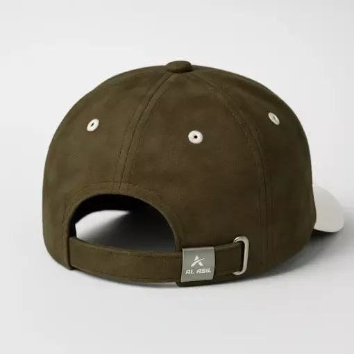CP1244 Olive & White Baseball Cap with Vintage Motorcycle Embroidery - Image 5