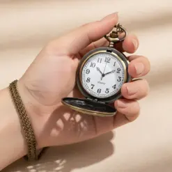 K1103 Vintage Roman Numeral Steampunk Pocket Watch with Chain