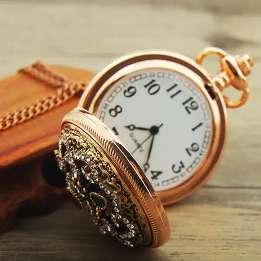 K1105 Vintage Royal Pocket Watch – Antique Gemstone Design - Image 2