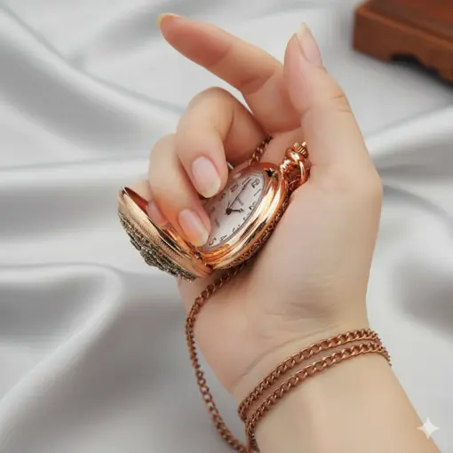 K1105 Vintage Royal Pocket Watch – Antique Gemstone Design - Image 3