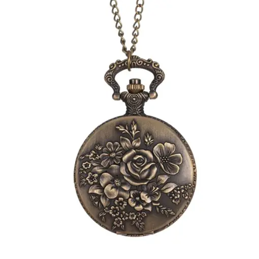 K1106 Vintage Floral Engraved Quartz Pocket Watch - Image 4