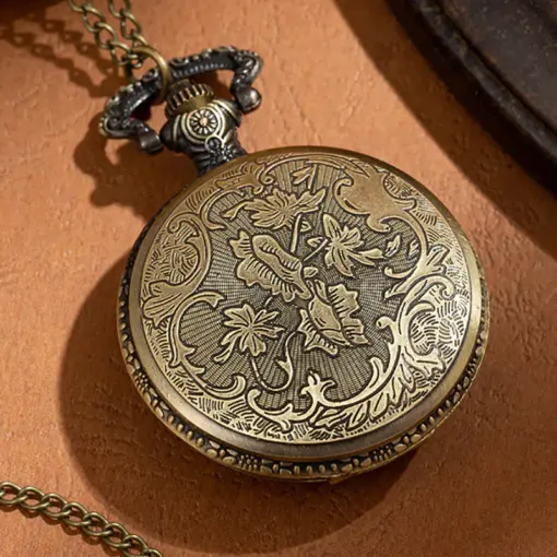 K1108 Vintage Bronze Motorcycle Pocket Watch - Image 6
