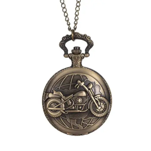 K1108 Vintage Bronze Motorcycle Pocket Watch - Image 5