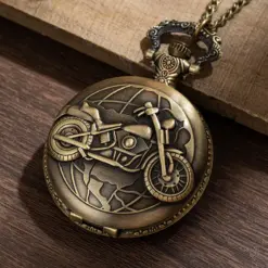 K1108 Vintage Bronze Motorcycle Pocket Watch