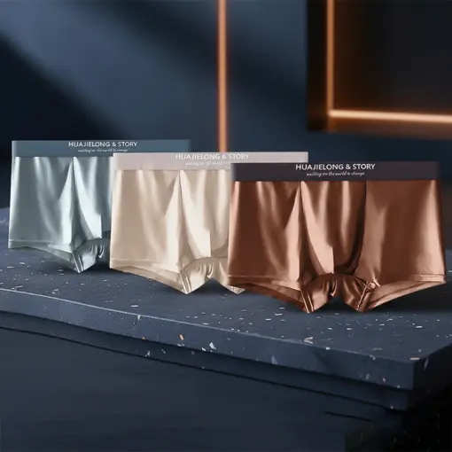 UN1003 Premium Ice Silk Men’s Boxer Shorts-Breathable & Comfortable (3 pcs Pack)