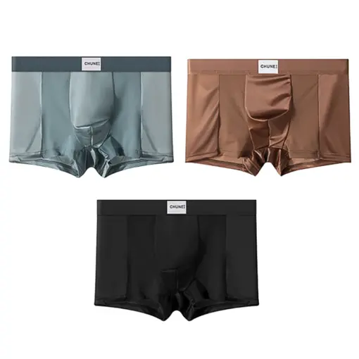 UN1004 Premium Ice Silk Men’s Boxer Shorts-Breathable & Comfortable (3 pcs Pack) - Image 5