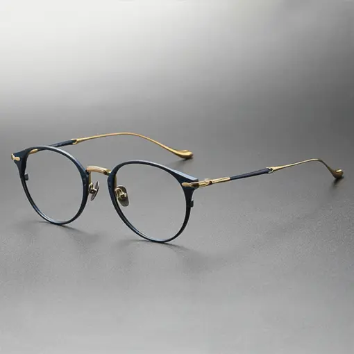 A866 French Retro Pure Titanium Anti-Blue Light Eyeglass - Image 2