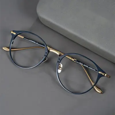 A866 French Retro Pure Titanium Anti-Blue Light Eyeglass
