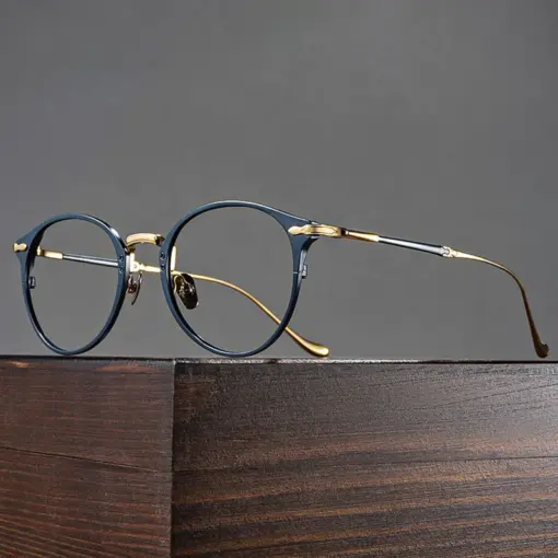 A866 French Retro Pure Titanium Anti-Blue Light Eyeglass - Image 6