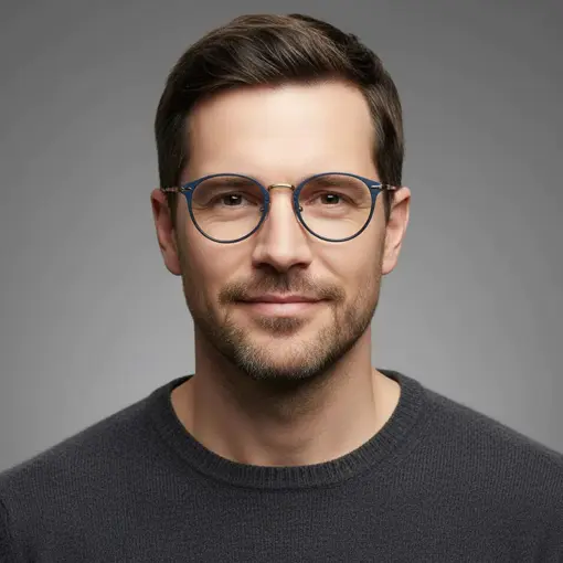 A866 French Retro Pure Titanium Anti-Blue Light Eyeglass - Image 3