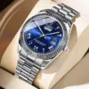 BN1007 BINBOND B7033 Men’s Silver Blue Steel Watch