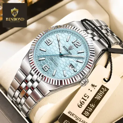 BN1004 BINBOND 8181 Luxury Men’s Stainless Steel Watch