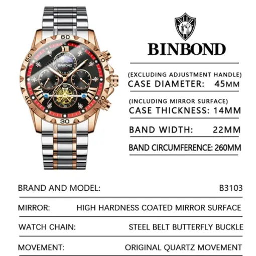 BN1005 BINBOND 3103 Luxury Chronograph Men’s Watch - Image 8