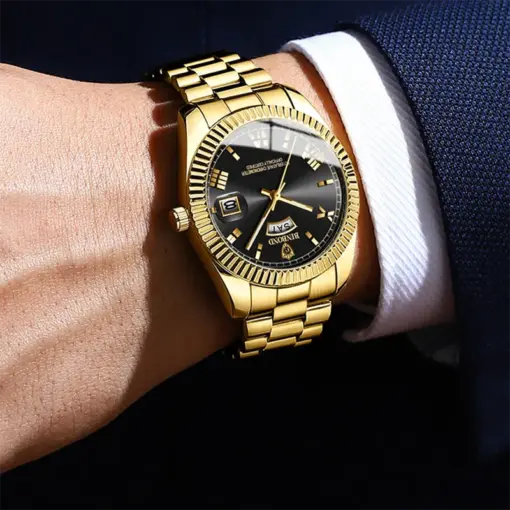 BN1006 BINBOND B7033 Men’s Gold Steel Watch - Image 4