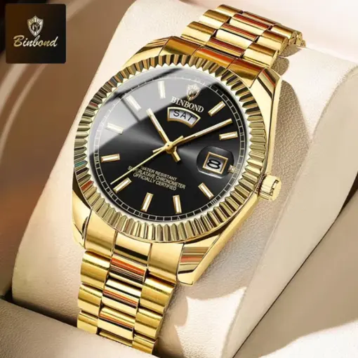 BN1006 BINBOND B7033 Men’s Gold Steel Watch