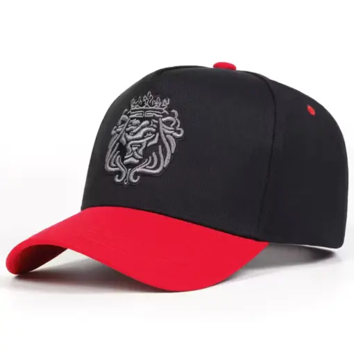 CP1252 Royal Lion Black & Red Cotton Cap