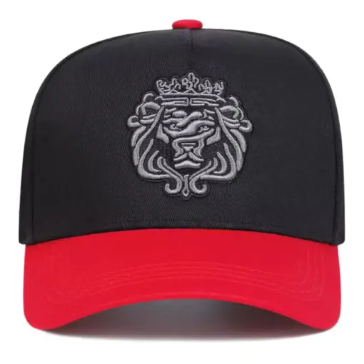 CP1252 Royal Lion Black & Red Cotton Cap - Image 4