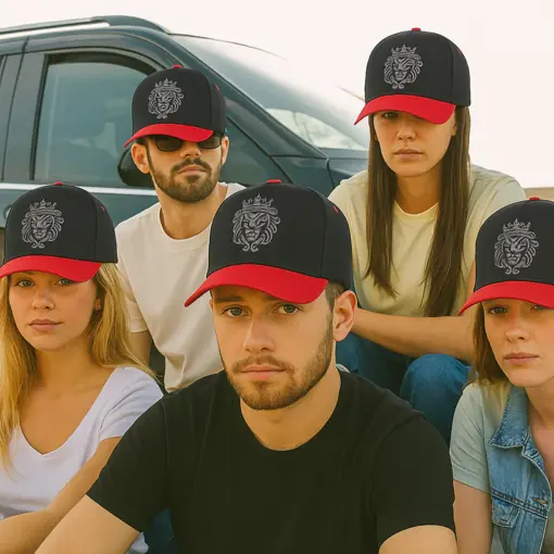 CP1252 Royal Lion Black & Red Cotton Cap - Image 3