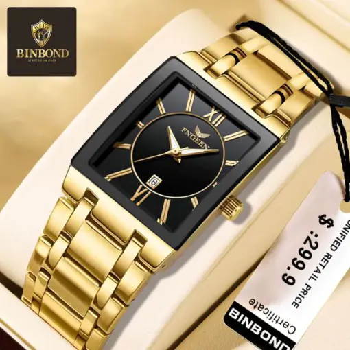 K1121 Fngeen 3627 Luxury Gold Black Wrist Watch
