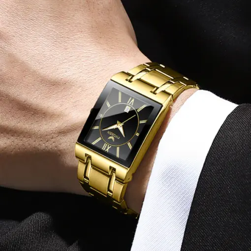K1121 Fngeen 3627 Luxury Gold Black Wrist Watch - Image 3