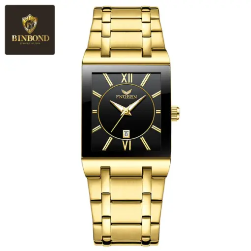 K1121 Fngeen 3627 Luxury Gold Black Wrist Watch - Image 2