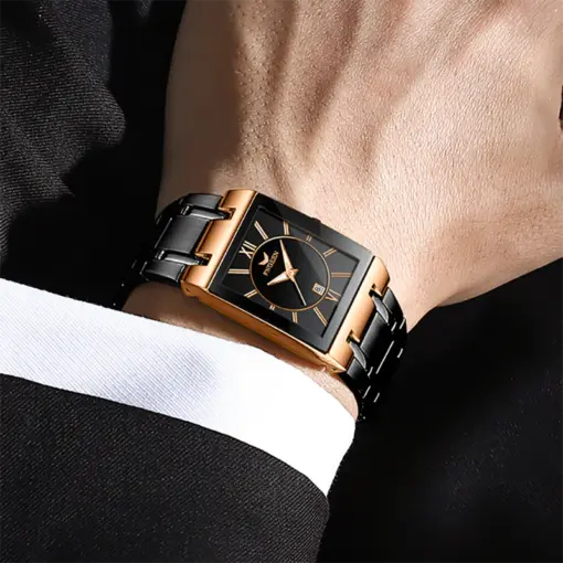 K1122 Fngeen 3627 Luxury Rose Gold Black Wrist Watch - Image 2