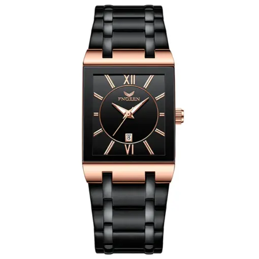 K1122 Fngeen 3627 Luxury Rose Gold Black Wrist Watch