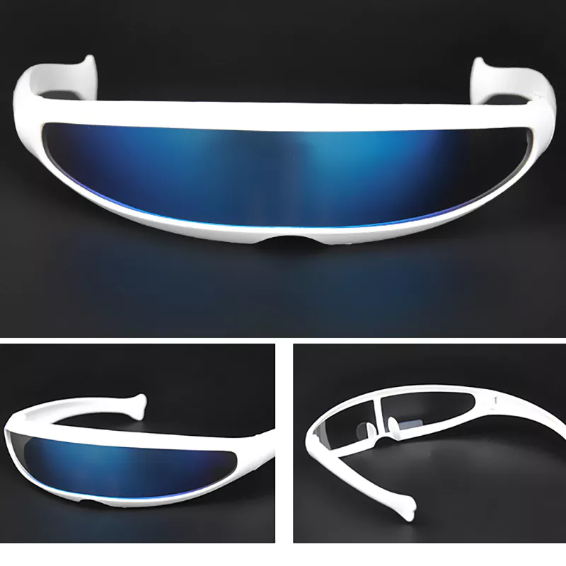 A878 White Frame Blue Mirror Unique Sunglasses - Image 2