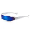 A878 White Frame Blue Mirror Unique Sunglasses