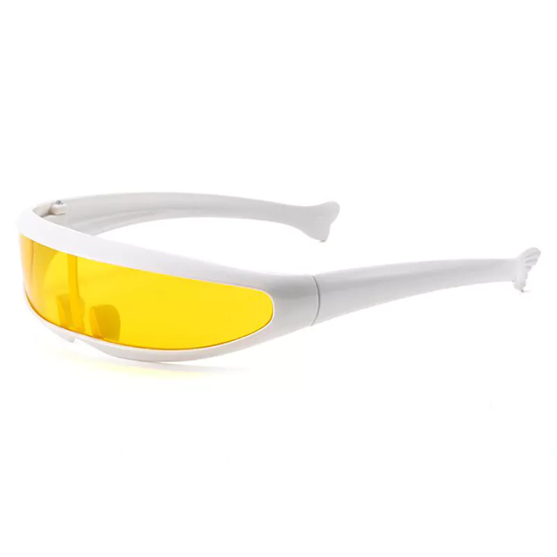 A879 White Frame Yellow Mirror Unique Sunglasses