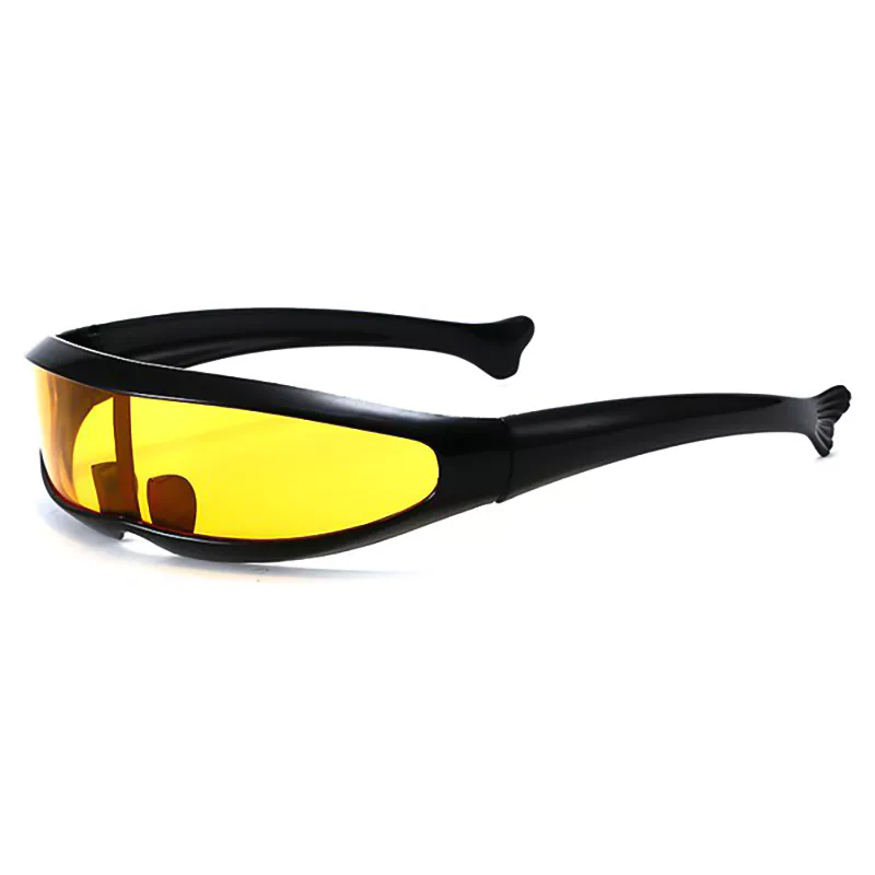 A880 Black Frame Yellow Mirror Unique Sunglasses