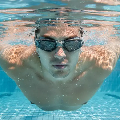 A884 Premium Anti-Fog Swimming Goggles with Built-in Earplugs - Image 2